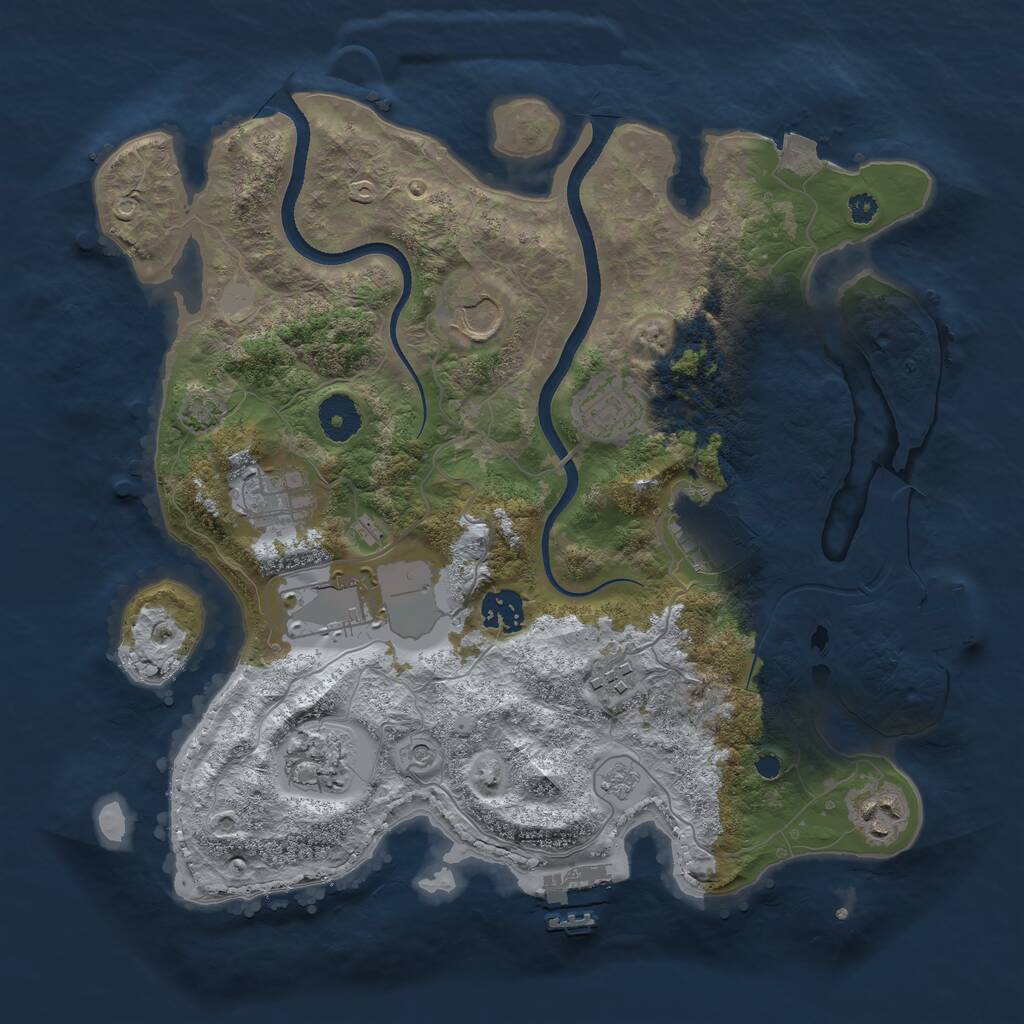 Rust Map: Procedural Map, Size: 3500, Seed: 1494568250, 15 Monuments
