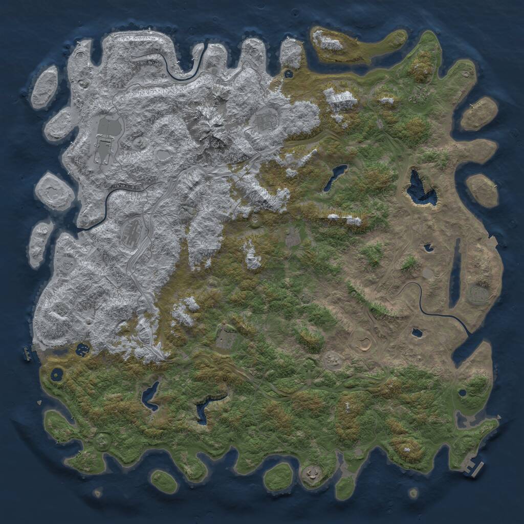 Rust Map: Procedural Map, Size: 6000, Seed: 24255, 17 Monuments