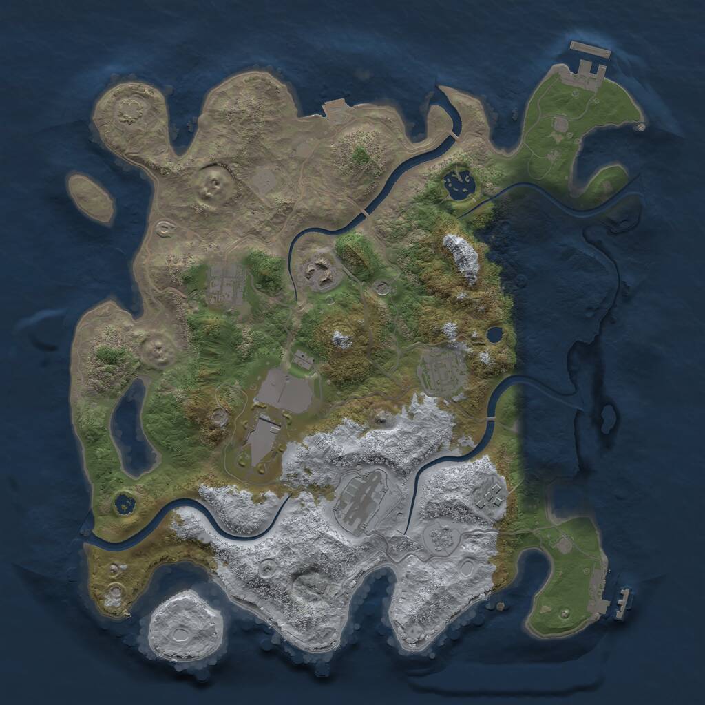Rust Map: Procedural Map, Size: 3500, Seed: 446127641, 13 Monuments