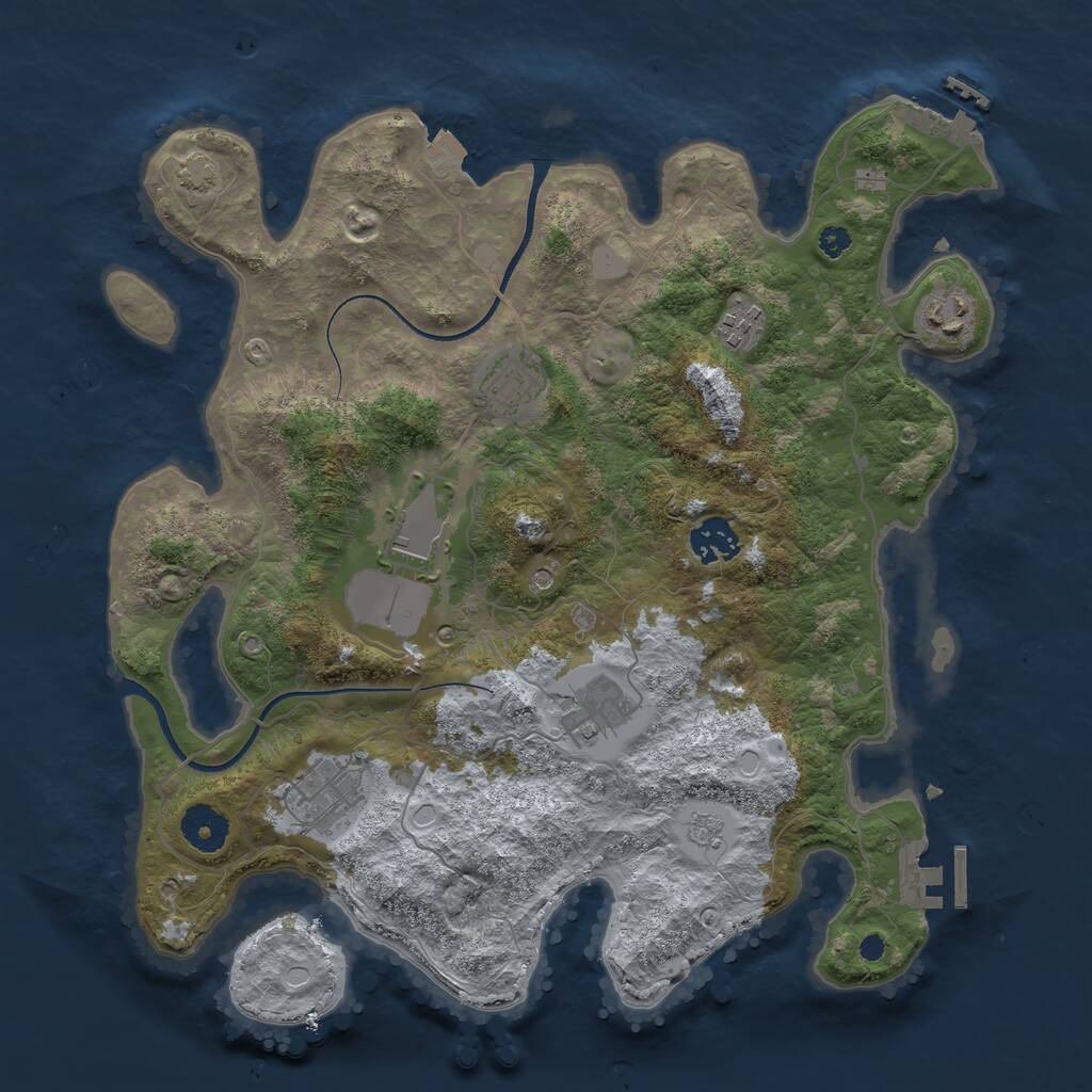 Rust Map: Procedural Map, Size: 3500, Seed: 446127641, 13 Monuments