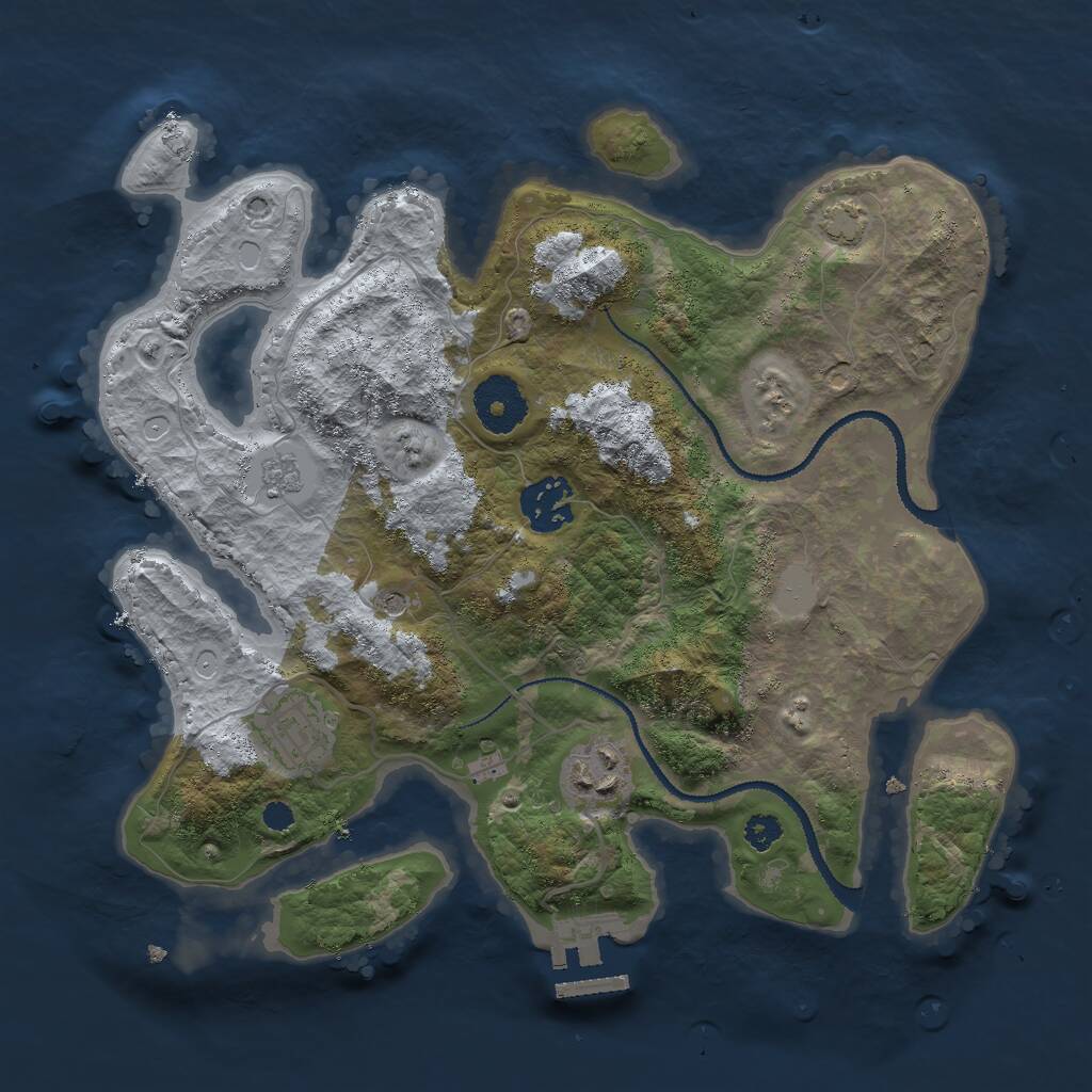 Rust Map: Procedural Map, Size: 3000, Seed: 76520929, 8 Monuments