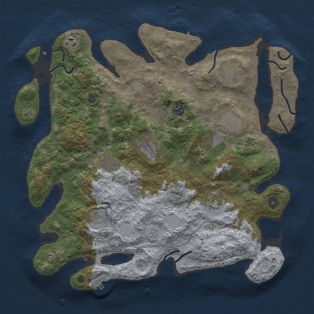 Rust Map: Procedural Map, Size: 4000, Seed: 197218328, 16 Monuments