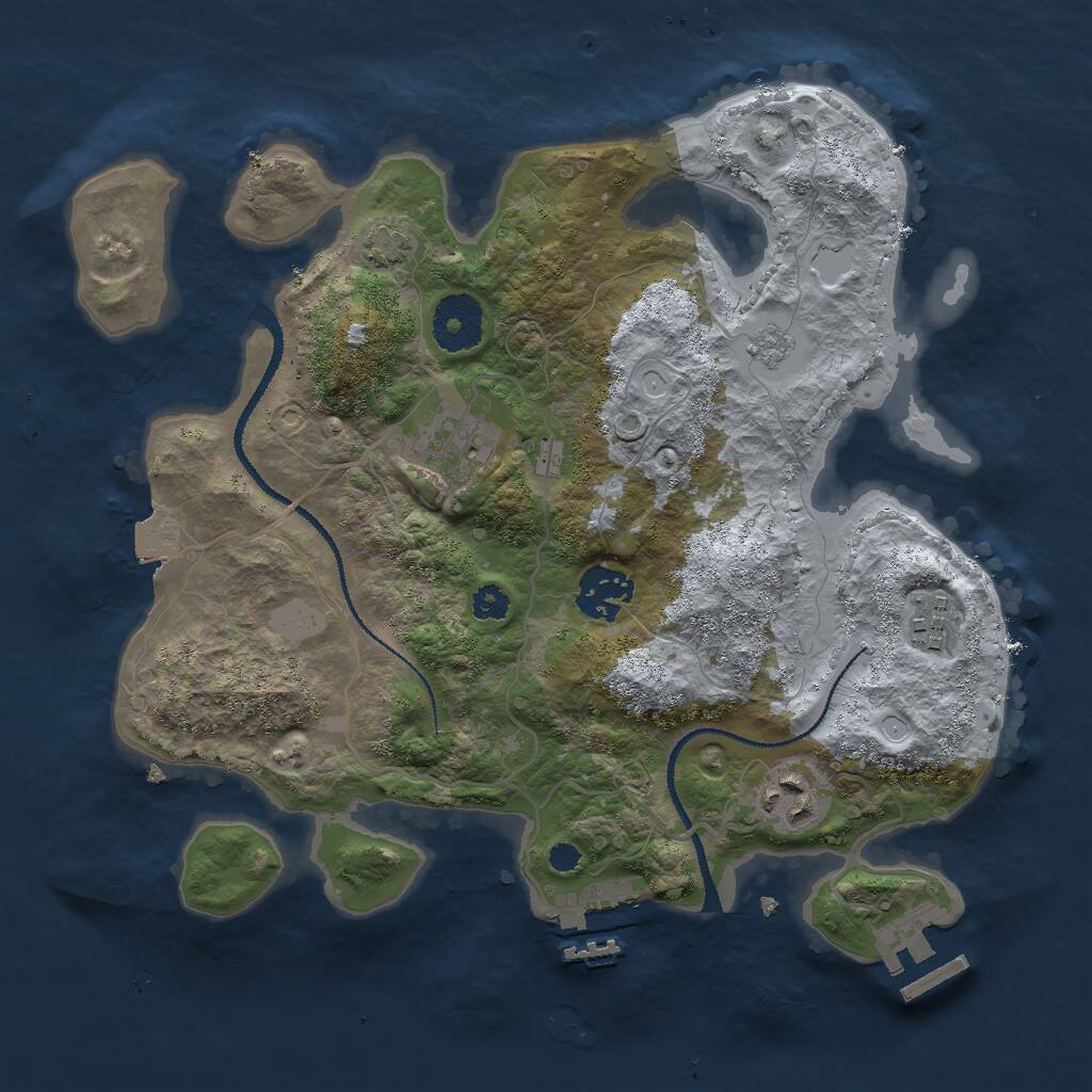Rust Map: Procedural Map, Size: 3000, Seed: 22041, 9 Monuments