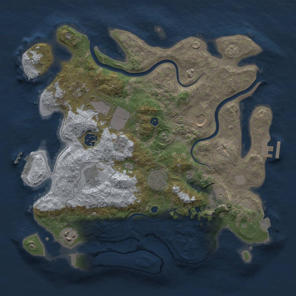 Rust Map: Procedural Map, Size: 3500, Seed: 1685914515, 15 Monuments
