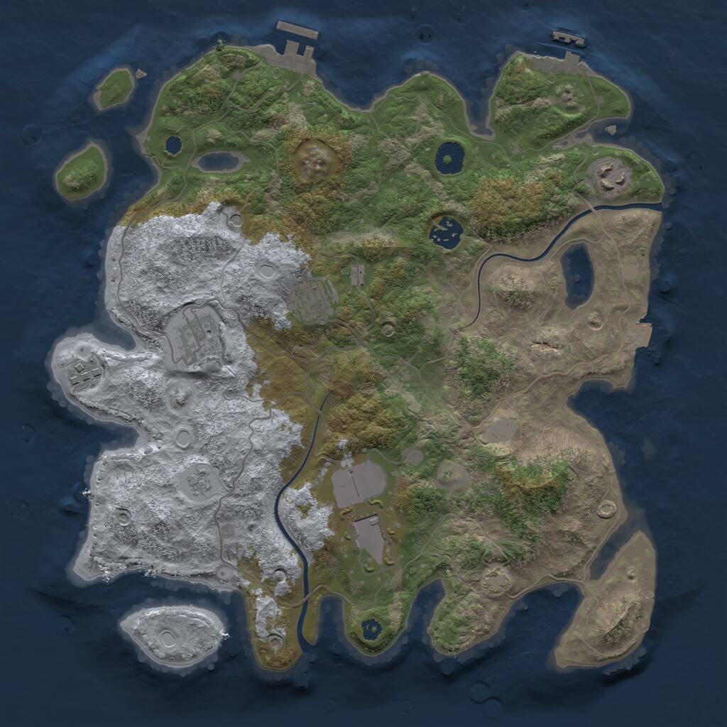 Rust Map: Procedural Map, Size: 3500, Seed: 497578847, 12 Monuments