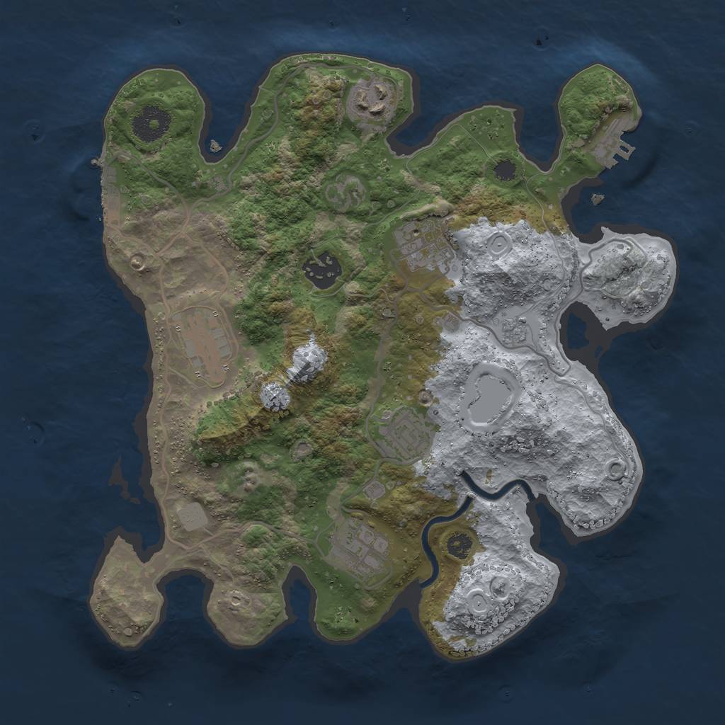 Rust Map: Procedural Map, Size: 3000, Seed: 1942640297, 12 Monuments