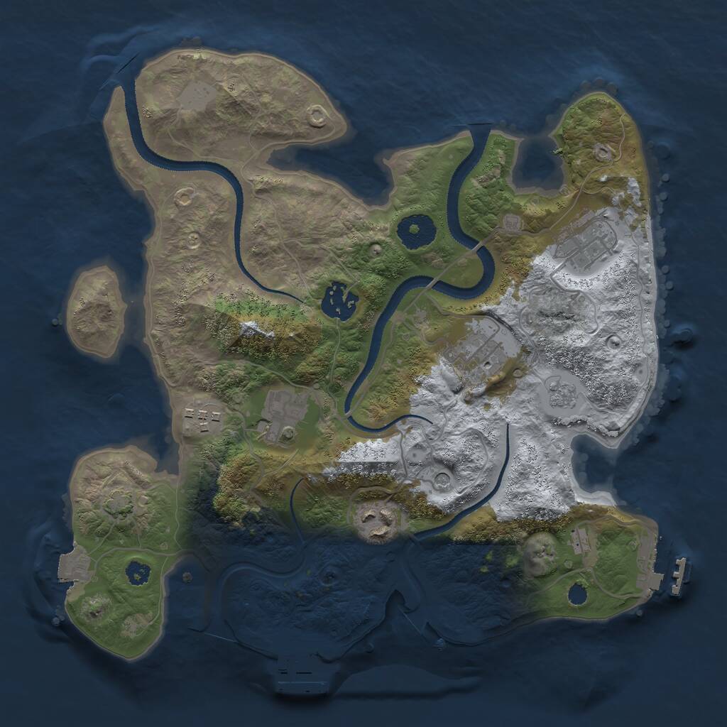 Rust Map: Procedural Map, Size: 3000, Seed: 688442406, 12 Monuments