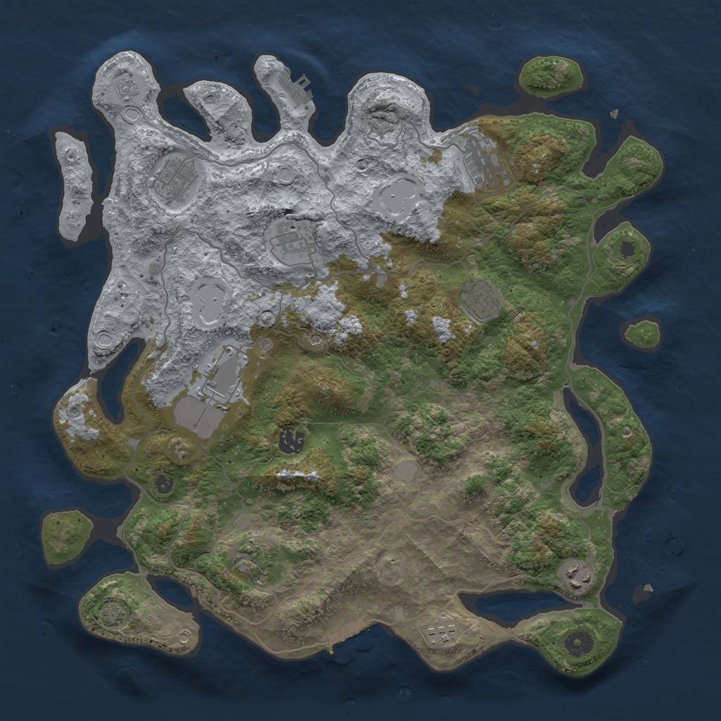 Rust Map: Procedural Map, Size: 4000, Seed: 5050505, 17 Monuments