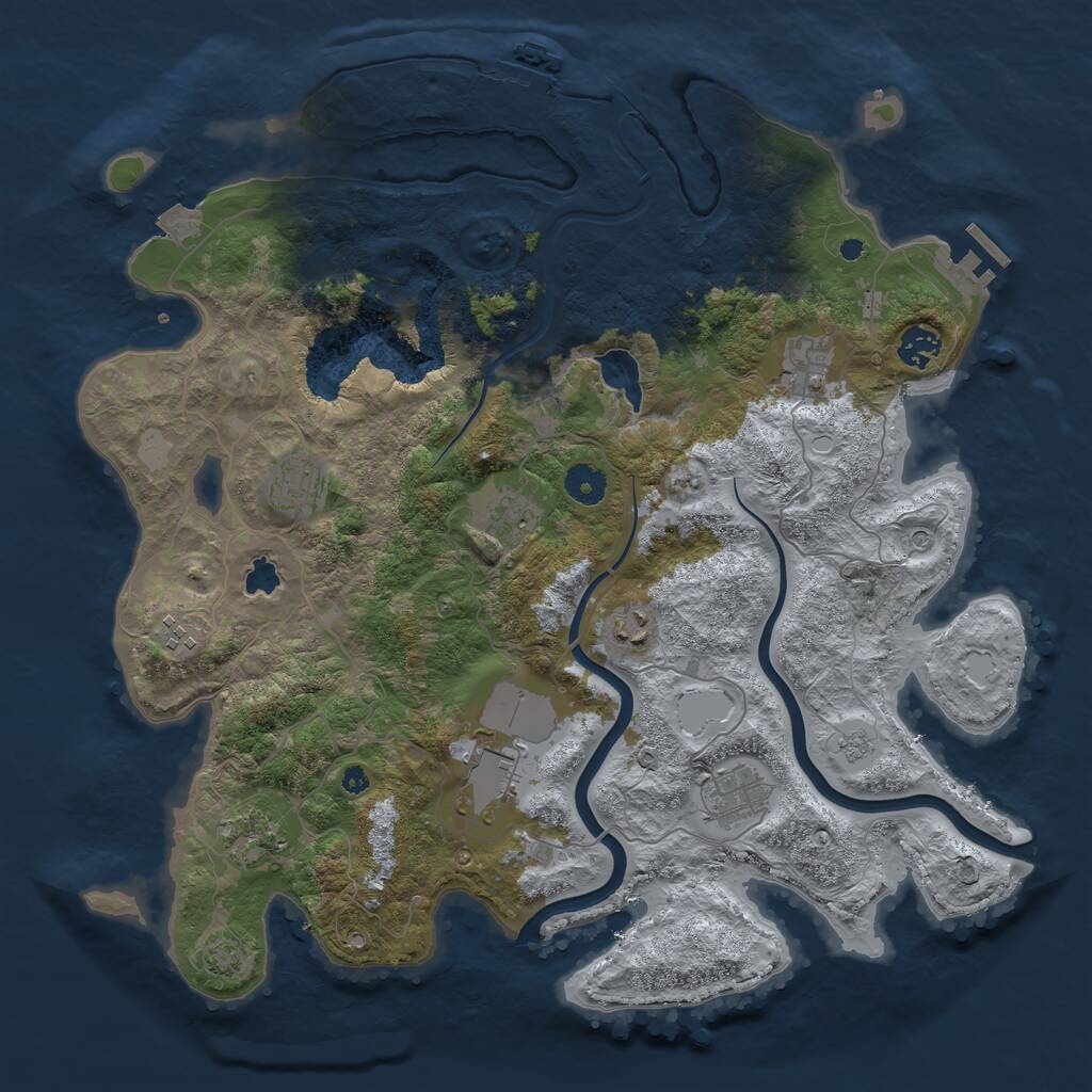 Rust Map: Procedural Map, Size: 4000, Seed: 32262, 15 Monuments
