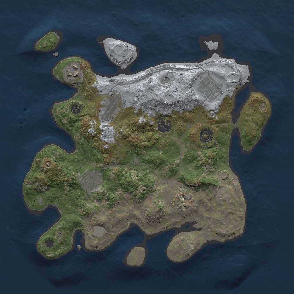 Rust Map: Procedural Map, Size: 3000, Seed: 16984, 10 Monuments