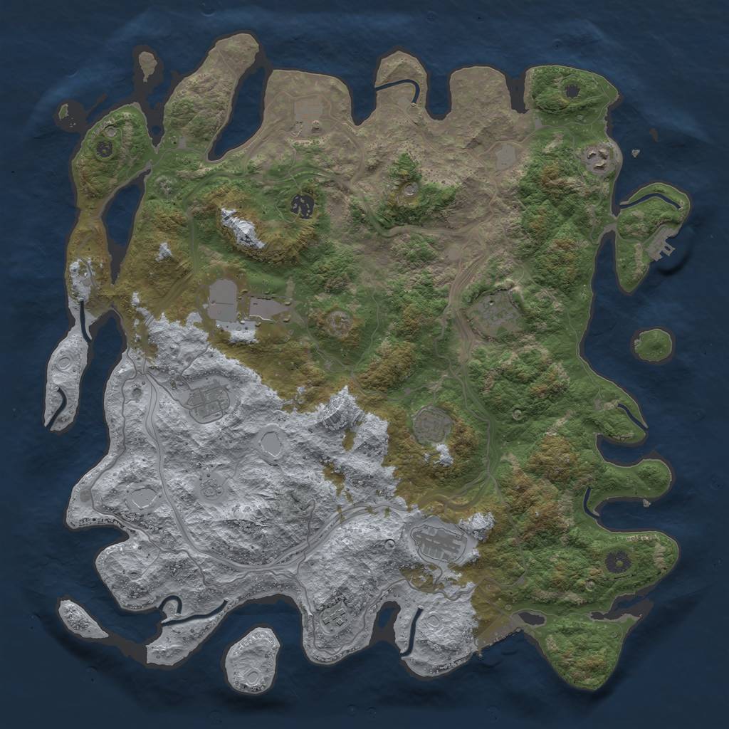 Rust Map: Procedural Map, Size: 4500, Seed: 645409935, 16 Monuments