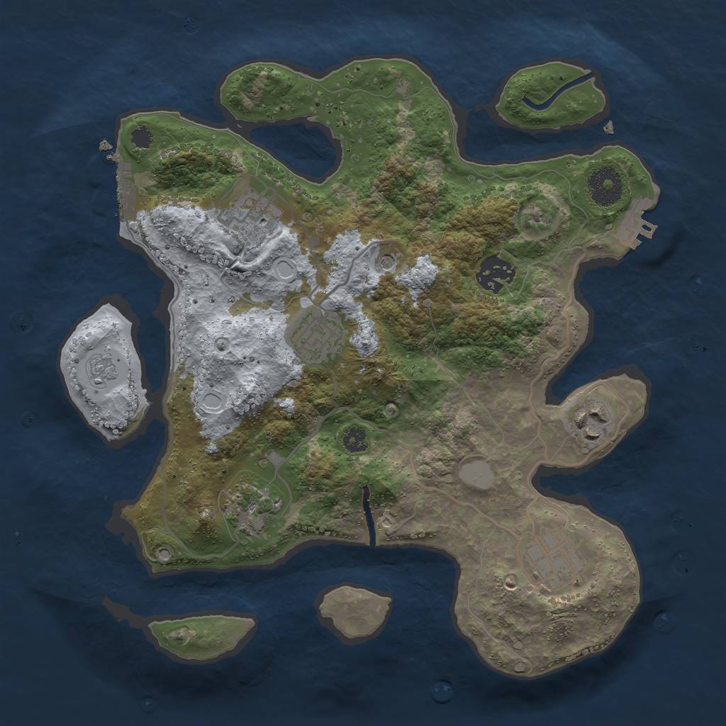 Rust Map: Procedural Map, Size: 3000, Seed: 2106978888, 13 Monuments