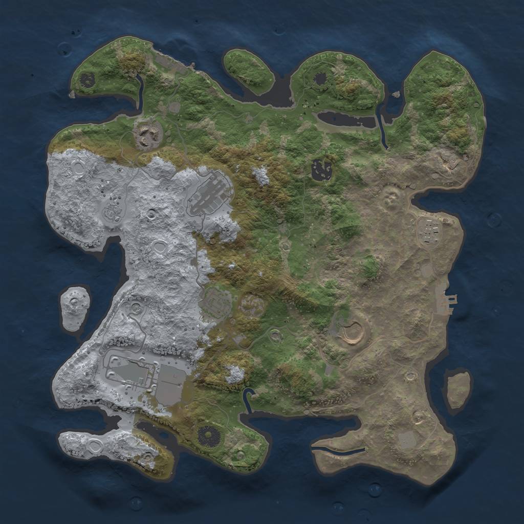 Rust Map: Procedural Map, Size: 3500, Seed: 4834033, 14 Monuments