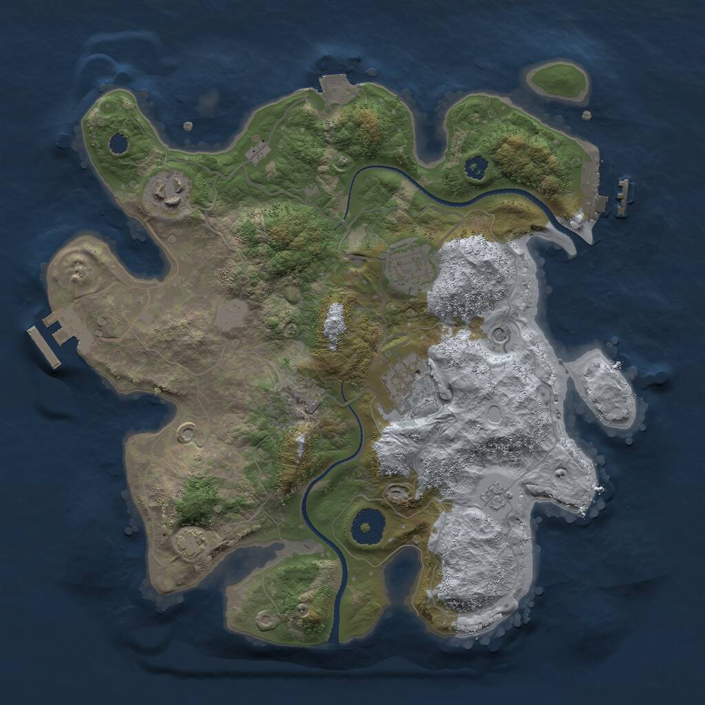 Rust Map: Procedural Map, Size: 3000, Seed: 15494, 9 Monuments