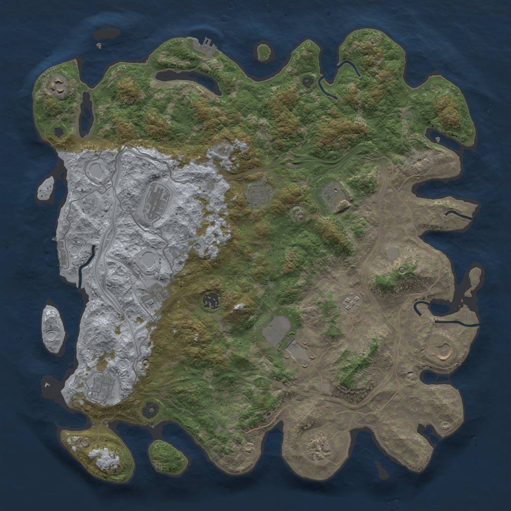 Rust Map: Procedural Map, Size: 4600, Seed: 42742344, 18 Monuments