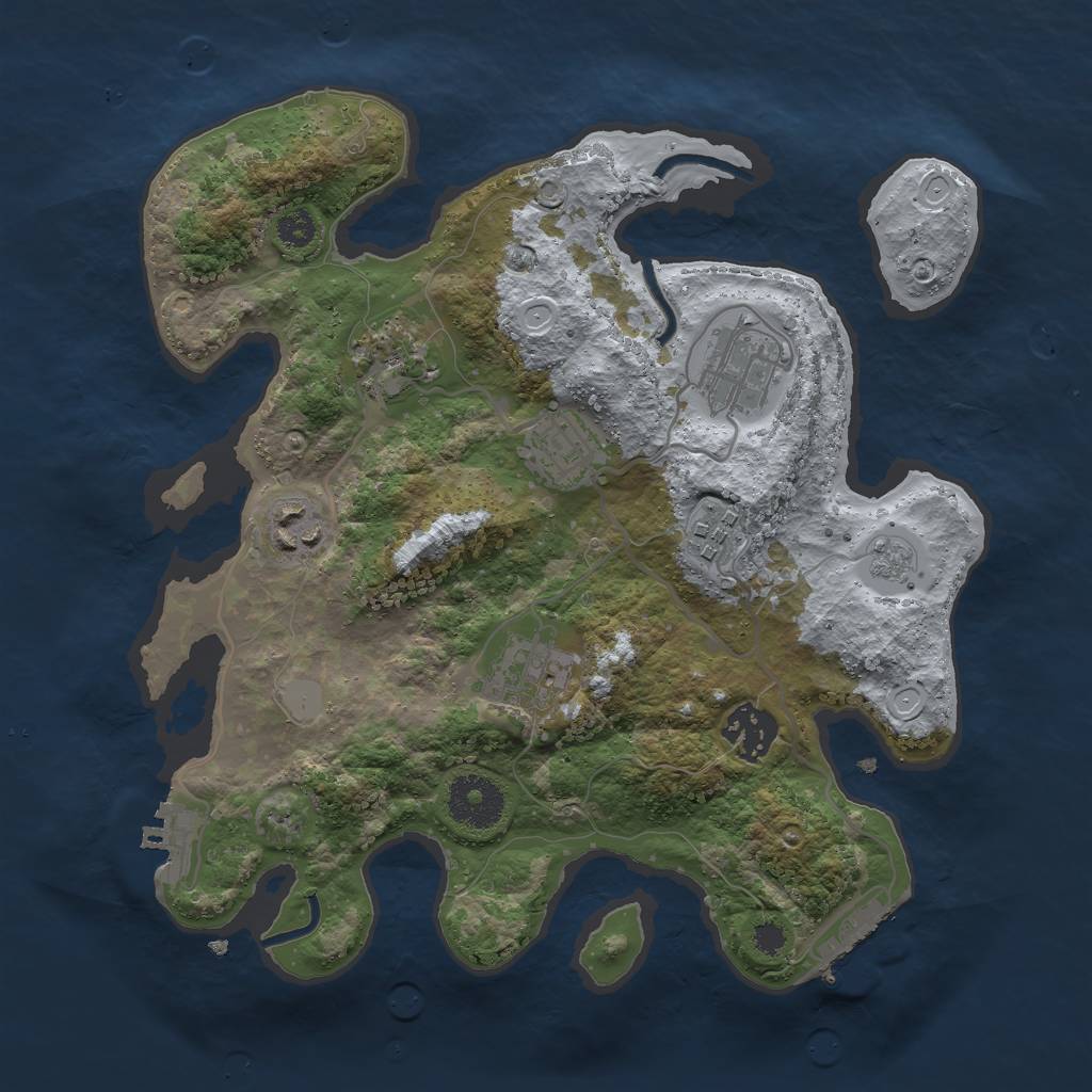Rust Map: Procedural Map, Size: 3000, Seed: 16601, 13 Monuments