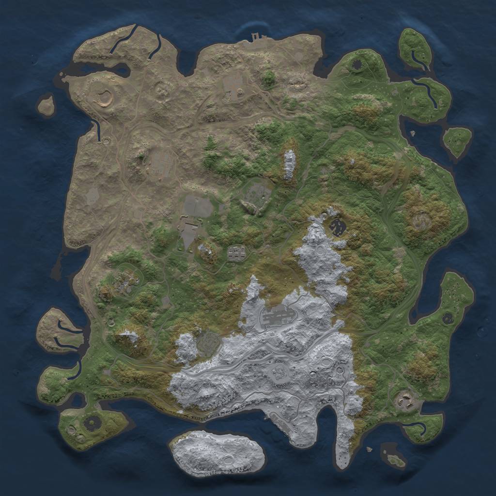 Rust Map: Procedural Map, Size: 4500, Seed: 1590818639, 18 Monuments