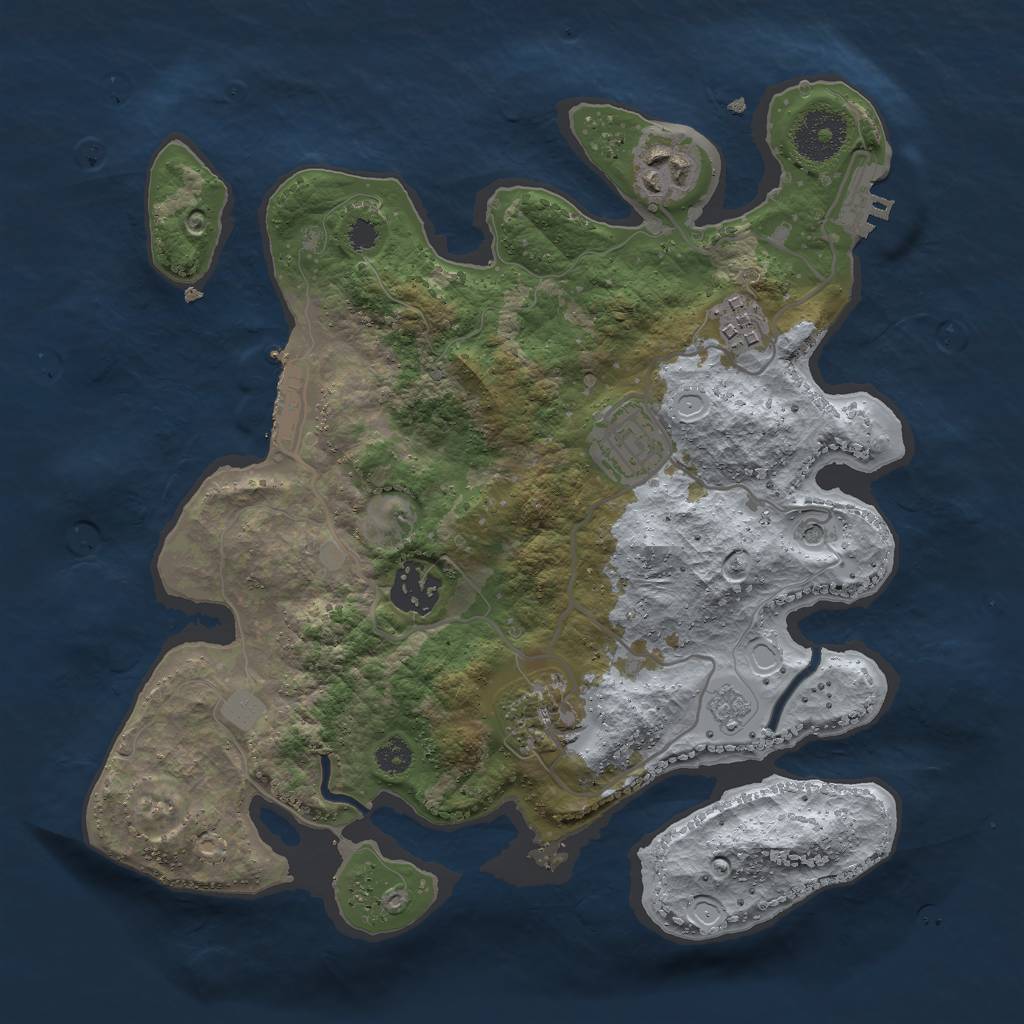 Rust Map: Procedural Map, Size: 3000, Seed: 6850, 12 Monuments