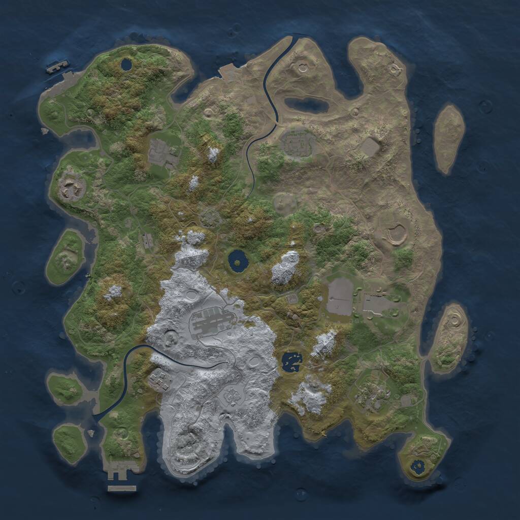 Rust Map: Procedural Map, Size: 3700, Seed: 334692420, 15 Monuments