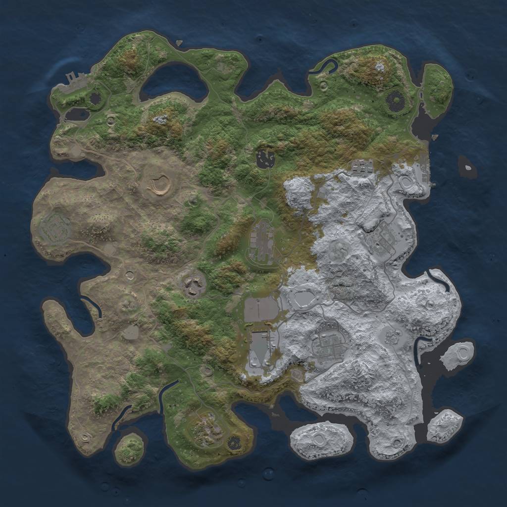 Rust Map: Procedural Map, Size: 3800, Seed: 648898, 17 Monuments