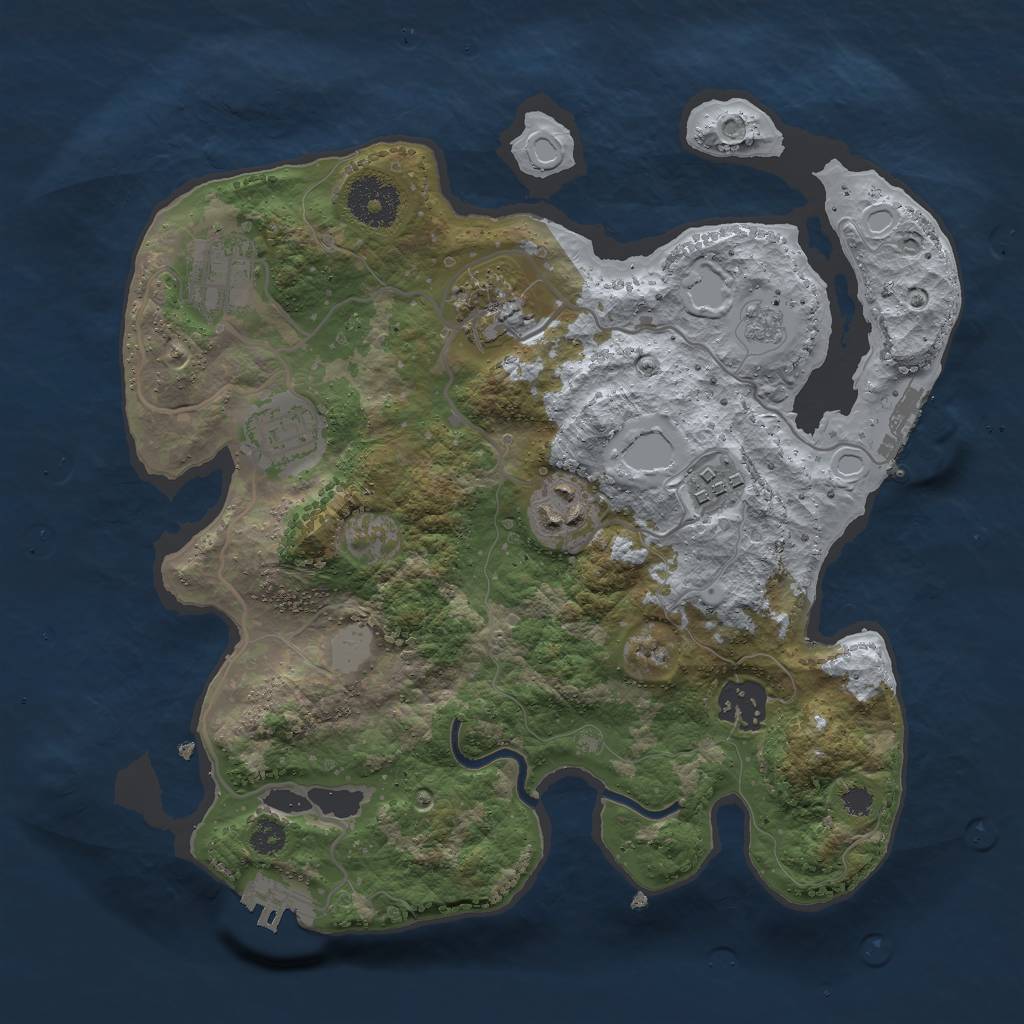 Rust Map: Procedural Map, Size: 3000, Seed: 2705, 12 Monuments