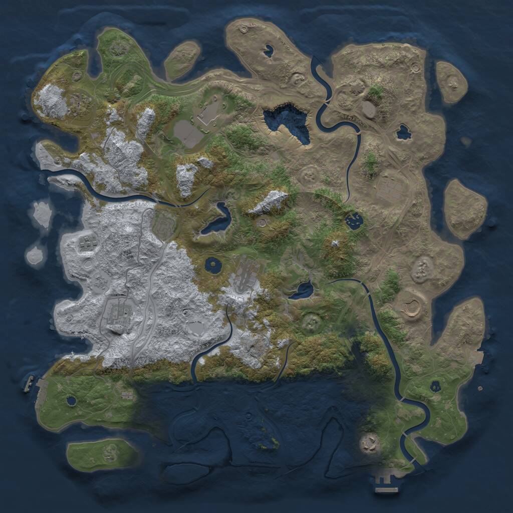 Rust Map: Procedural Map, Size: 4600, Seed: 648320, 16 Monuments