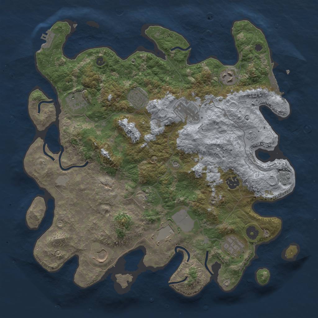 Rust Map: Procedural Map, Size: 3750, Seed: 754854371, 17 Monuments