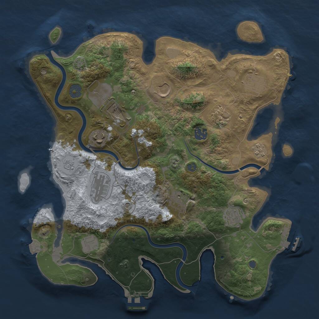 Rust Map: Procedural Map, Size: 3500, Seed: 1404667541, 18 Monuments