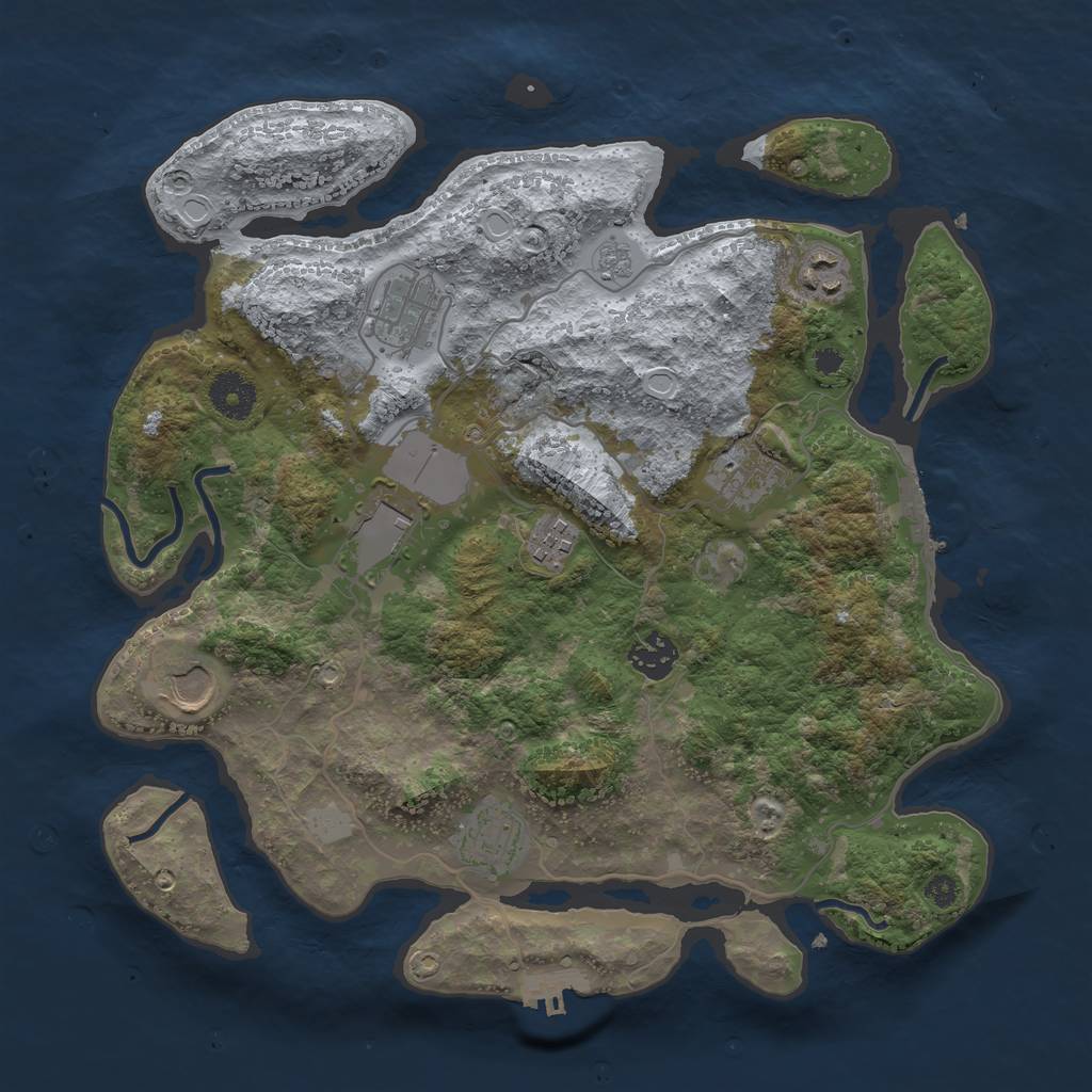 Rust Map: Procedural Map, Size: 3500, Seed: 145545658, 14 Monuments