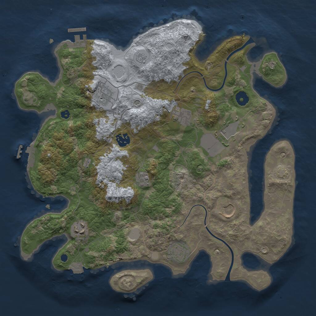 Rust Map: Procedural Map, Size: 3500, Seed: 1486296121, 14 Monuments