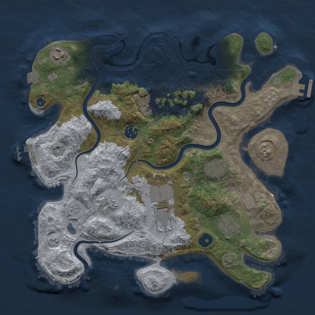 Rust Map: Procedural Map, Size: 3500, Seed: 352550738, 14 Monuments