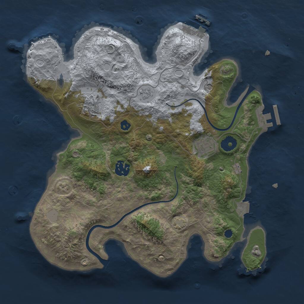 Rust Map: Procedural Map, Size: 3000, Seed: 27294, 9 Monuments