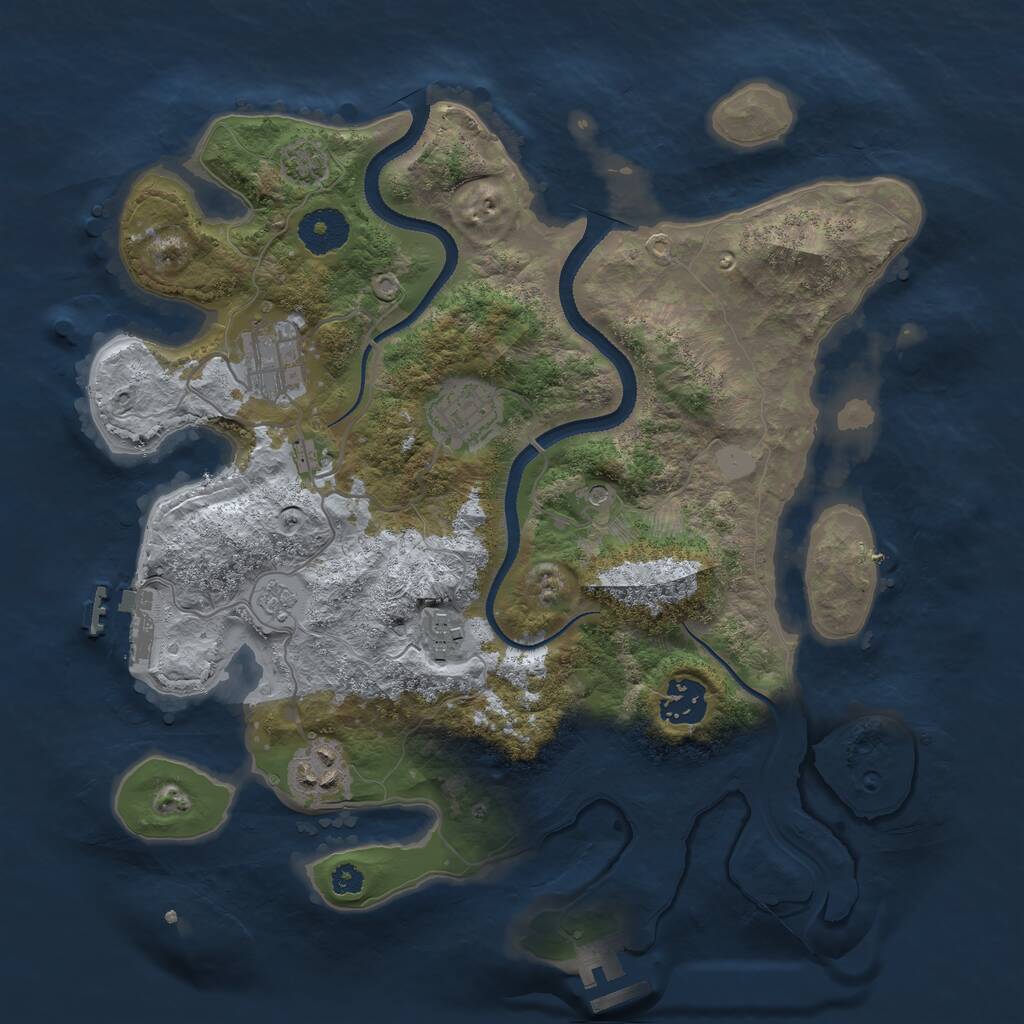 Rust Map: Procedural Map, Size: 3250, Seed: 1276746513, 11 Monuments