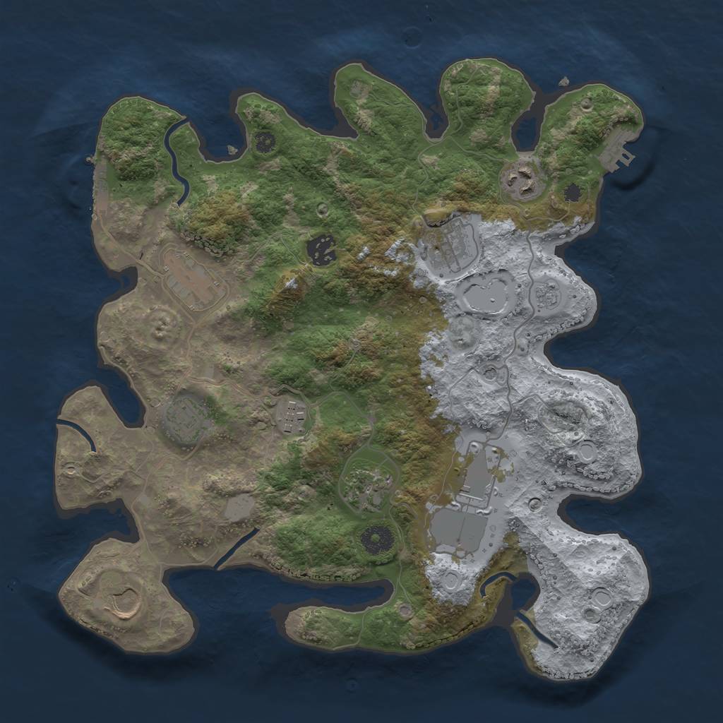 Rust Map: Procedural Map, Size: 3500, Seed: 169521968, 16 Monuments