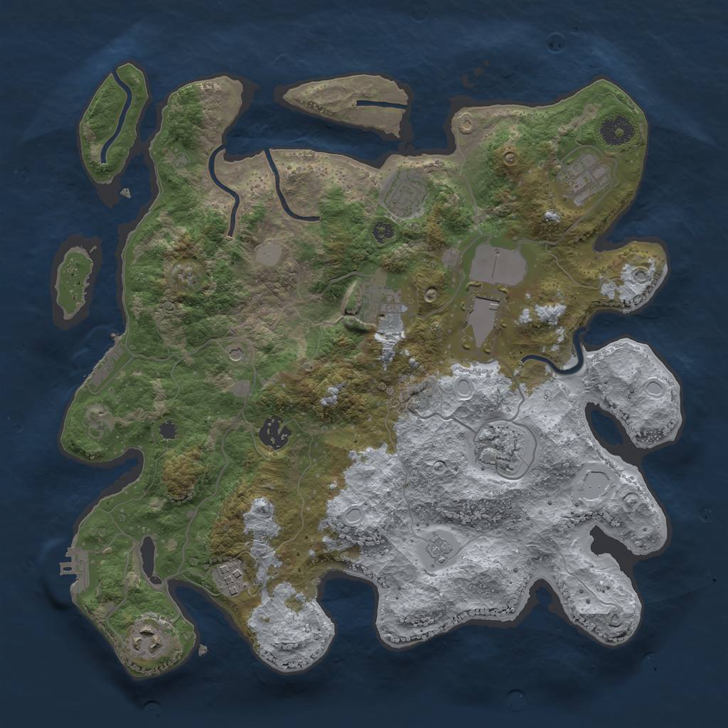 Rust Map: Procedural Map, Size: 3500, Seed: 1479936125, 15 Monuments