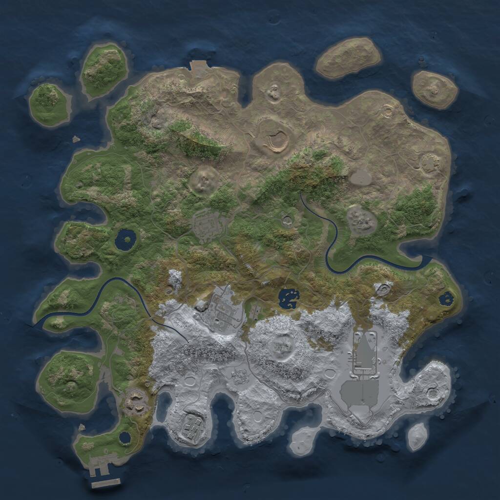 Rust Map: Procedural Map, Size: 3500, Seed: 428761631, 12 Monuments