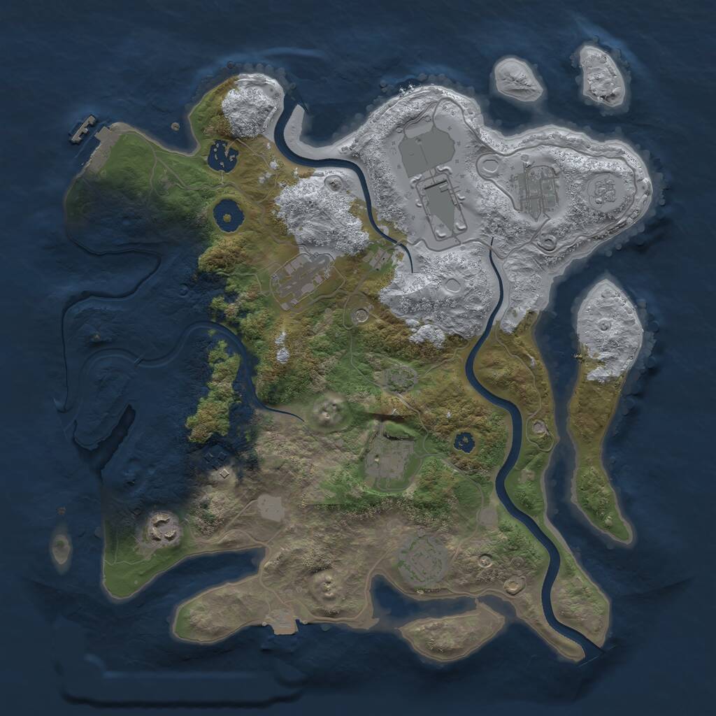 Rust Map: Procedural Map, Size: 3500, Seed: 16758, 13 Monuments