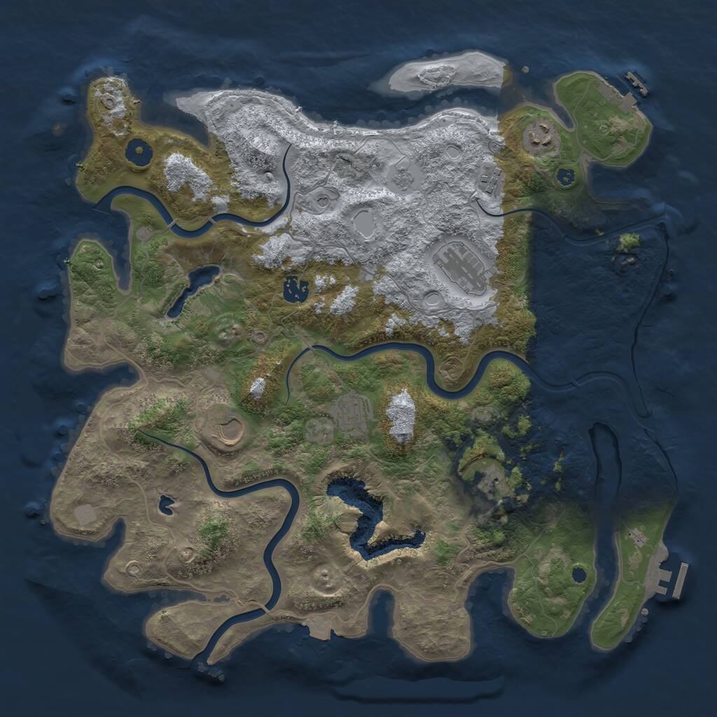 Rust Map: Procedural Map, Size: 4000, Seed: 666111444, 13 Monuments