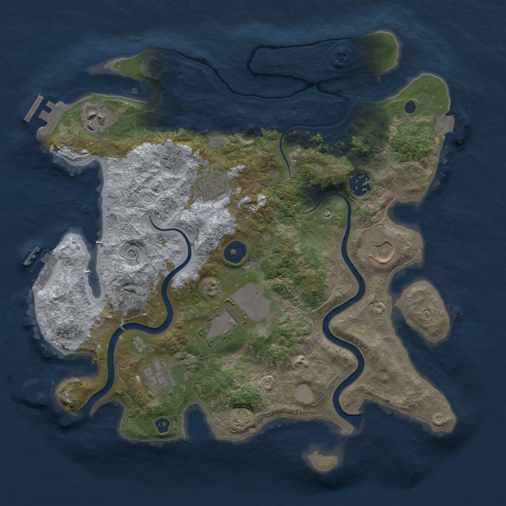 Rust Map: Procedural Map, Size: 3500, Seed: 1961268150, 12 Monuments