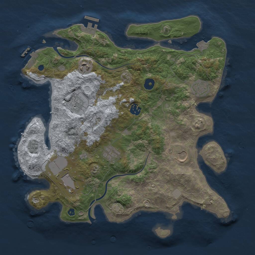Rust Map: Procedural Map, Size: 3500, Seed: 1961268150, 13 Monuments