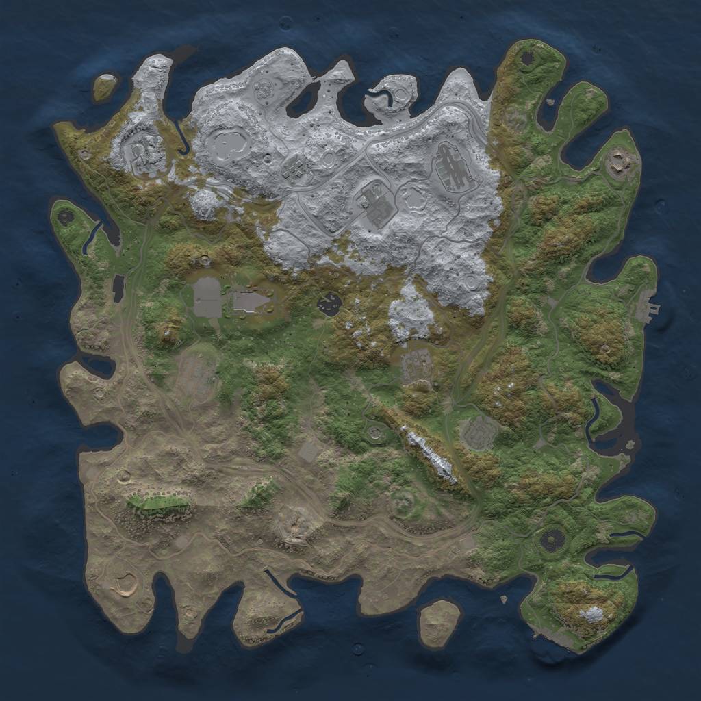 Rust Map: Procedural Map, Size: 4500, Seed: 683770285, 18 Monuments