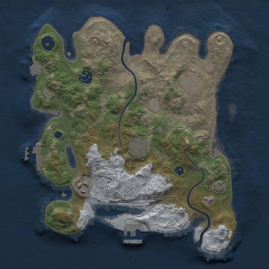 Rust Map: Procedural Map, Size: 3000, Seed: 27081, 9 Monuments