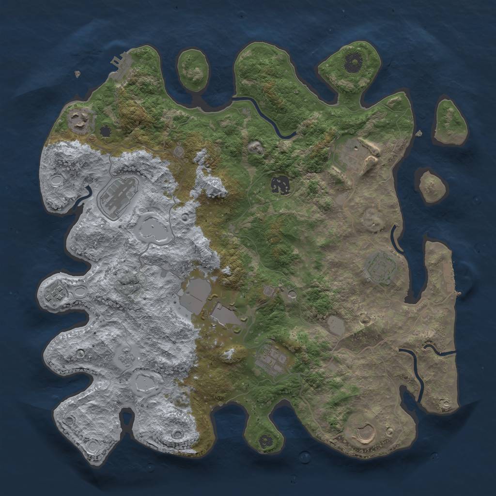 Rust Map: Procedural Map, Size: 3750, Seed: 1984849714, 16 Monuments