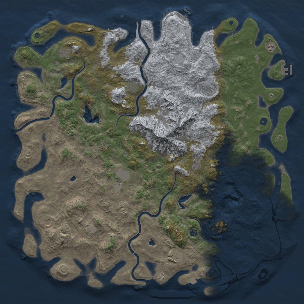 Rust Map: Procedural Map, Size: 6000, Seed: 1252356252, 17 Monuments