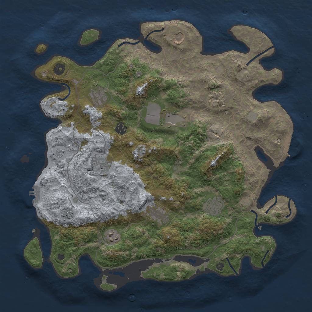 Rust Map: Procedural Map, Size: 4000, Seed: 671391904, 17 Monuments
