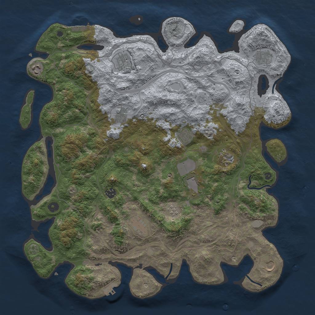 Rust Map: Procedural Map, Size: 4500, Seed: 21392, 18 Monuments