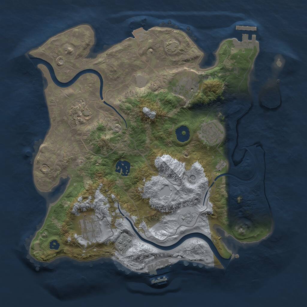 Rust Map: Procedural Map, Size: 3000, Seed: 1976752032, 12 Monuments