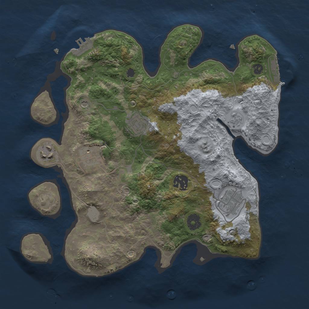 Rust Map: Procedural Map, Size: 3000, Seed: 21342421, 12 Monuments