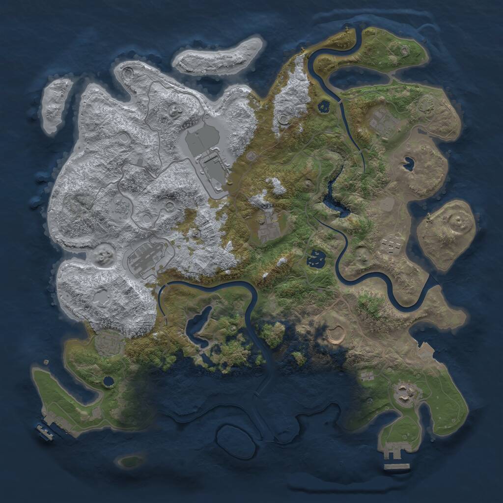 Rust Map: Procedural Map, Size: 4000, Seed: 24255, 15 Monuments