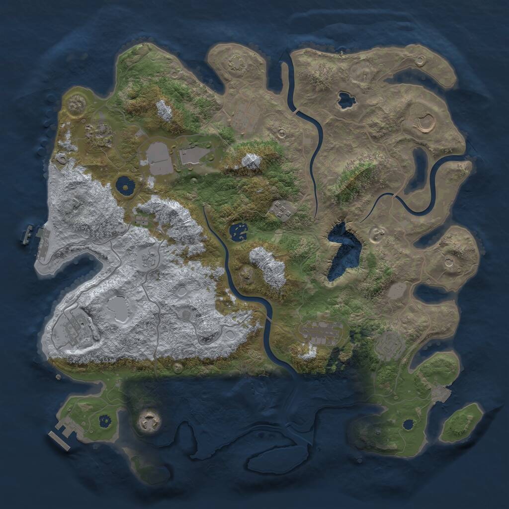 Rust Map: Procedural Map, Size: 4000, Seed: 1065397768, 16 Monuments